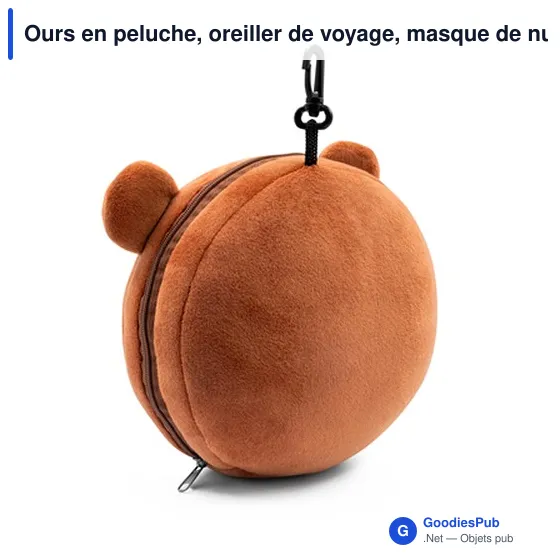Ours en peluche, oreiller de voyage, masque de nuit | Ren - Image 6