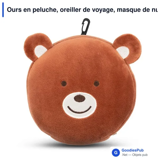 Ours en peluche, oreiller de voyage, masque de nuit | Ren - Image 7
