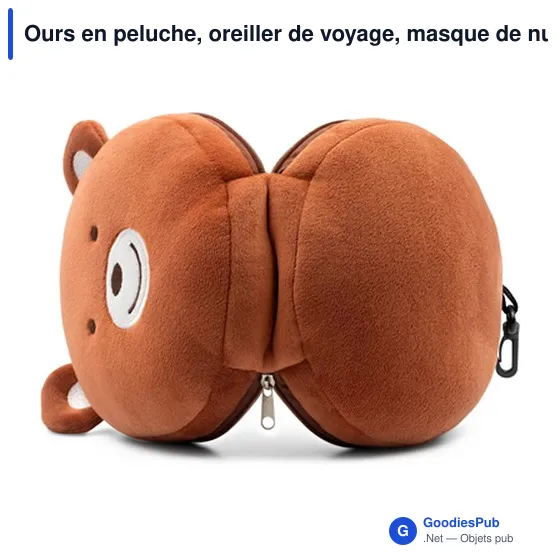 Ours en peluche, oreiller de voyage, masque de nuit | Ren - Image 10