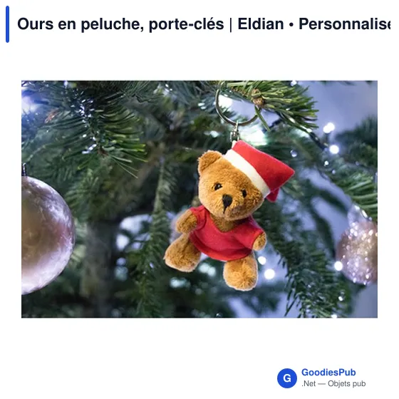 Porte-clés en peluche personnalisable avec logo - Ours Eldian - Image 2