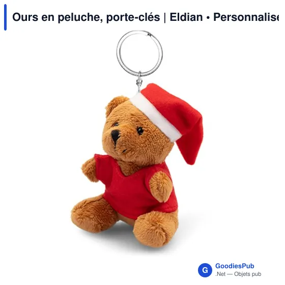 Porte-clés en peluche personnalisable avec logo - Ours Eldian - Image 3