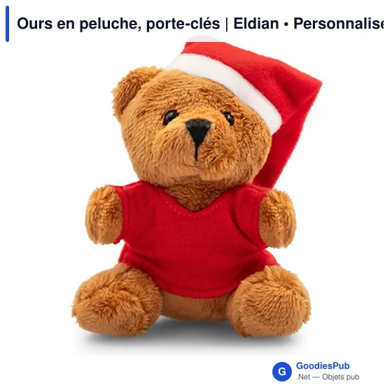 Porte-clés en peluche personnalisable avec logo - Ours Eldian - Image 5