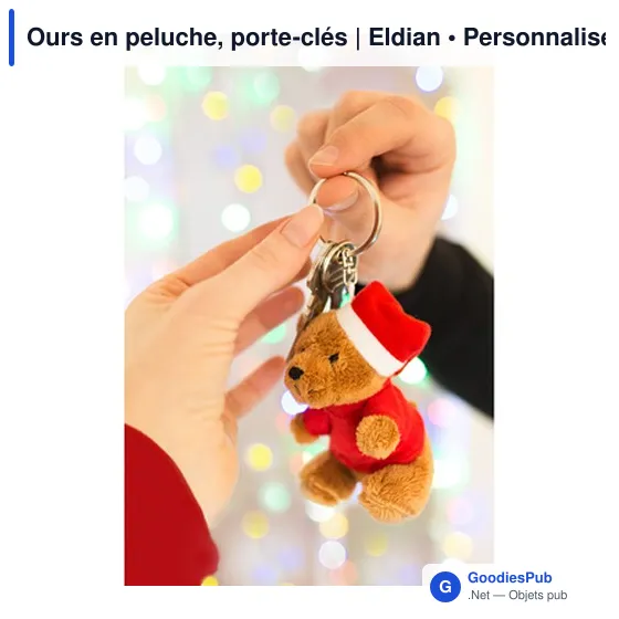 Porte-clés en peluche personnalisable avec logo - Ours Eldian - Image 8