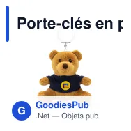 Porte-clés en peluche personnalisable avec logo - Ours en peluche Fedon - Miniature 1