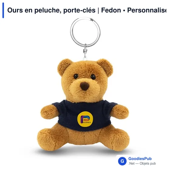 Porte-clés en peluche personnalisable avec logo - Ours en peluche Fedon - Image 1