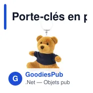 Porte-clés en peluche personnalisable avec logo - Ours en peluche Fedon - Miniature 2