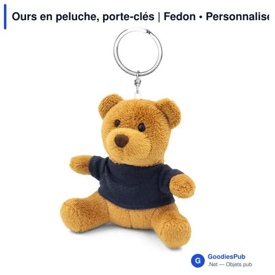 Porte-clés en peluche personnalisable avec logo - Ours en peluche Fedon - Image 2
