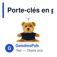 Porte-clés en peluche personnalisable avec logo - Ours en peluche Fedon - Miniature 3