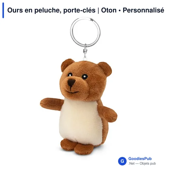 Porte-clés en peluche personnalisable Oton avec logo - Image 2