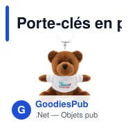 Porte-clés en peluche personnalisable avec logo - Ours Telmo - Miniature 1
