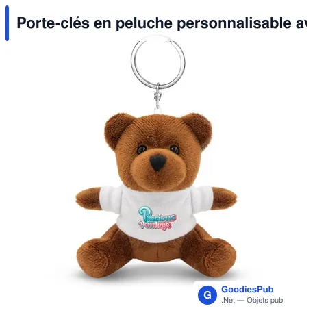 Porte-clés en peluche personnalisable avec logo - Ours Telmo
