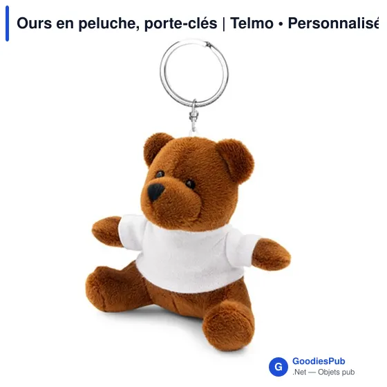 Porte-clés en peluche personnalisable avec logo - Ours Telmo - Image 2