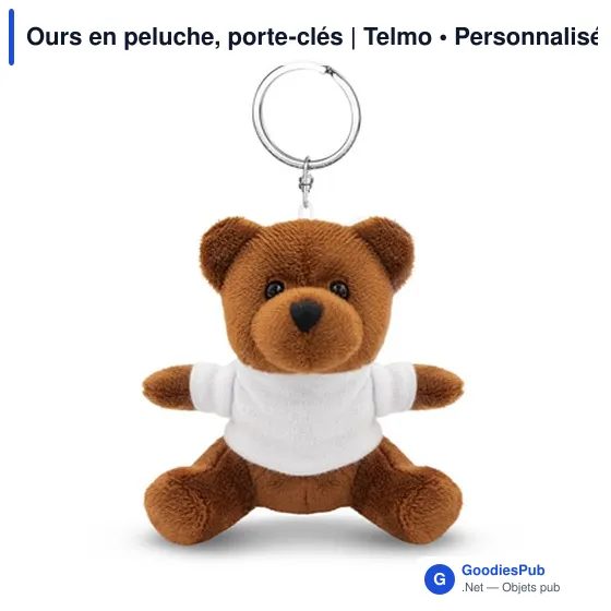 Porte-clés en peluche personnalisable avec logo - Ours Telmo - Image 3