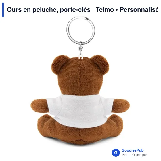 Porte-clés en peluche personnalisable avec logo - Ours Telmo - Image 4