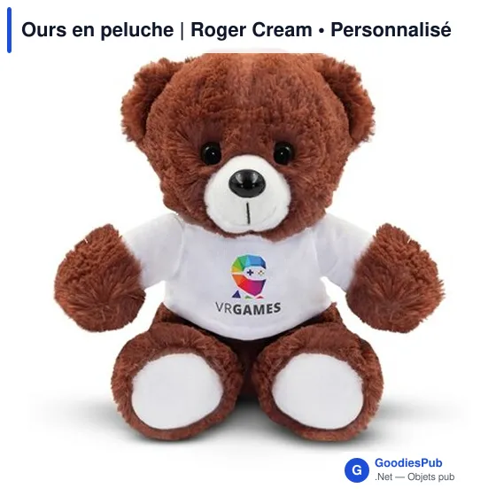 Ours en peluche personnalisable avec logo - Roger Cream - Image 1