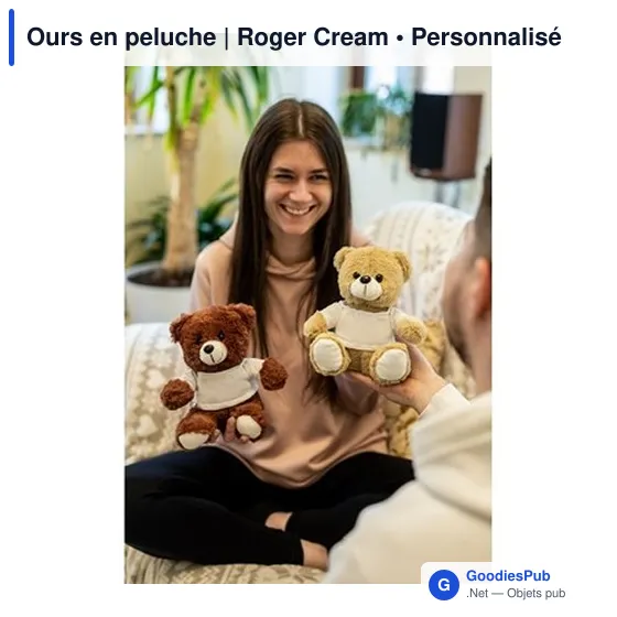 Ours en peluche personnalisable avec logo - Roger Cream - Image 11