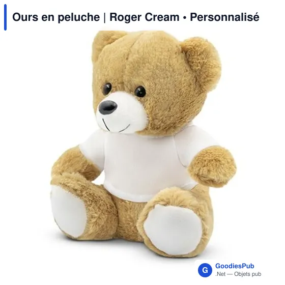 Ours en peluche personnalisable avec logo - Roger Cream - Image 12