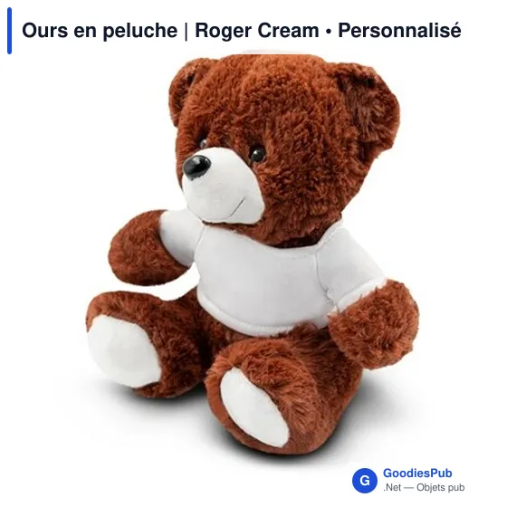 Ours en peluche personnalisable avec logo - Roger Cream - Image 3