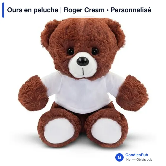 Ours en peluche personnalisable avec logo - Roger Cream - Image 4