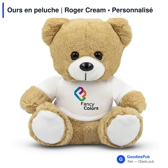 Ours en peluche personnalisable avec logo - Roger Cream - Image 8