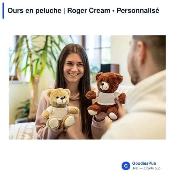 Ours en peluche personnalisable avec logo - Roger Cream - Image 9