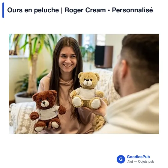 Ours en peluche personnalisable avec logo - Roger Cream - Image 10
