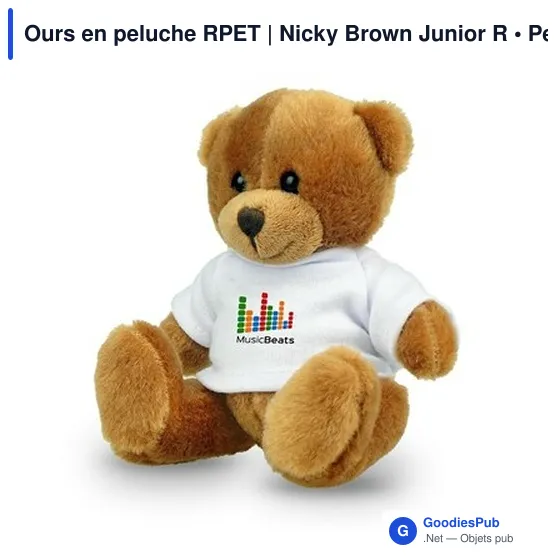 Ours en peluche personnalisable avec logo - Nicky Brown Junior R - Image 1