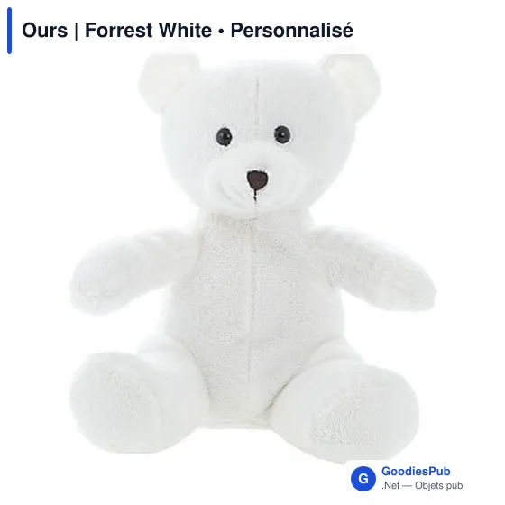 Ours en peluche personnalisable avec logo - Forrest White - Image 2