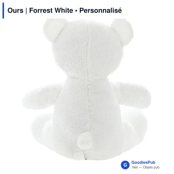 Ours en peluche personnalisable avec logo - Forrest White - Image 3