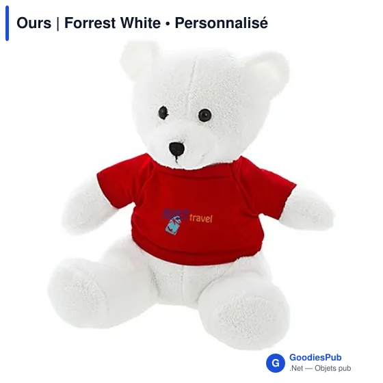 Ours en peluche personnalisable avec logo - Forrest White - Image 5