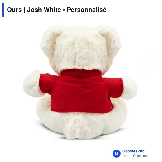 Ours en peluche personnalisable avec logo - Josh White - Image 3
