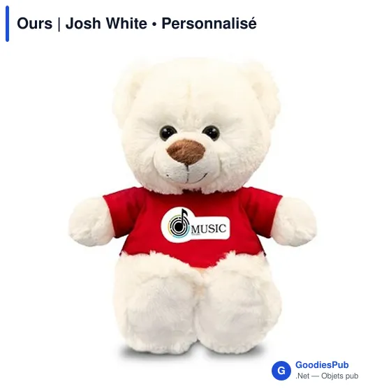 Ours en peluche personnalisable avec logo - Josh White - Image 5