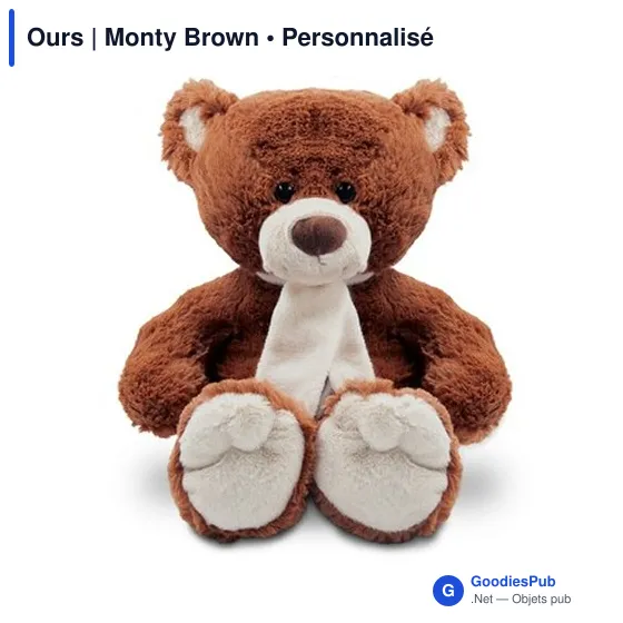 Ours en peluche personnalisable avec logo - Monty Brown - Image 2