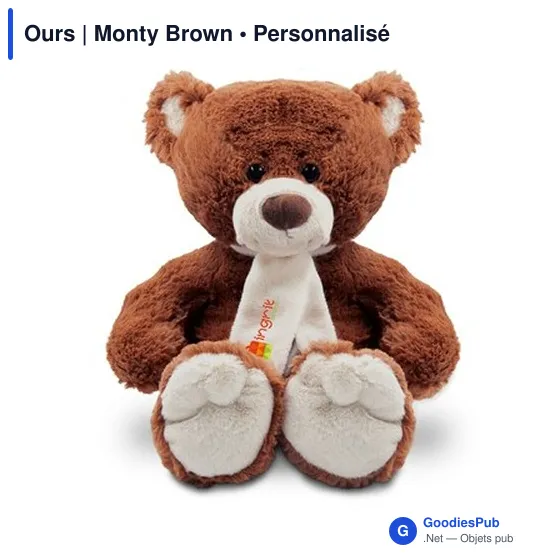 Ours en peluche personnalisable avec logo - Monty Brown - Image 4