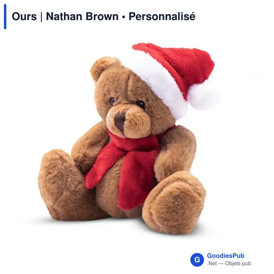 Ours en peluche personnalisable avec logo - Nathan Brown - Image 1