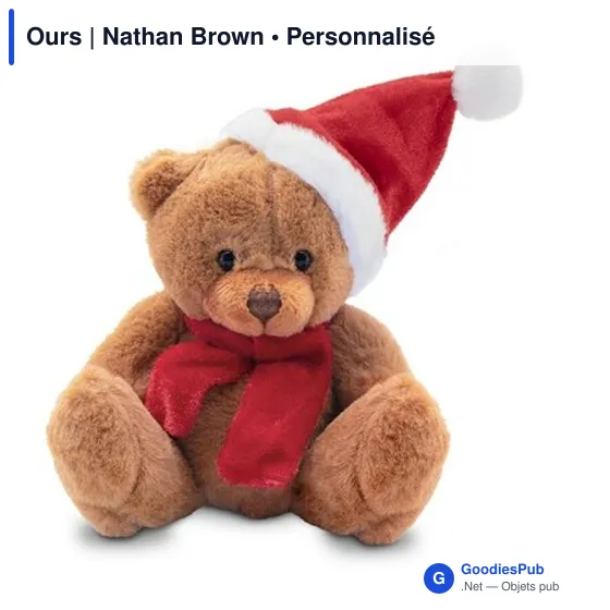 Ours en peluche personnalisable avec logo - Nathan Brown - Image 2