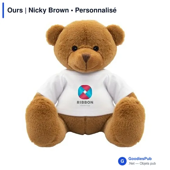 Ours en peluche personnalisable avec logo - Nicky Brown - Image 1