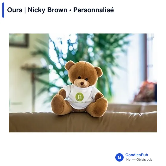 Ours en peluche personnalisable avec logo - Nicky Brown - Image 3