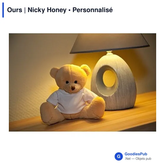 Ours en peluche personnalisable Nicky Honey avec logo - Image 2