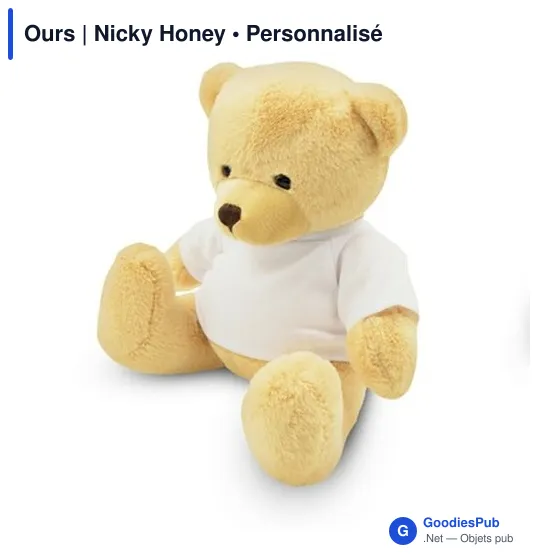 Ours en peluche personnalisable Nicky Honey avec logo - Image 3