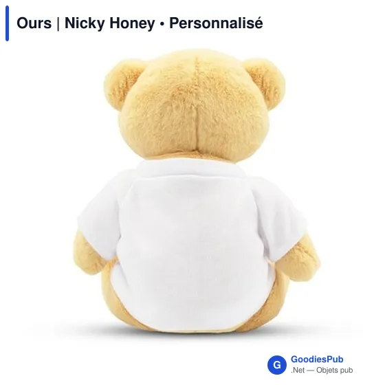 Ours en peluche personnalisable Nicky Honey avec logo - Image 5
