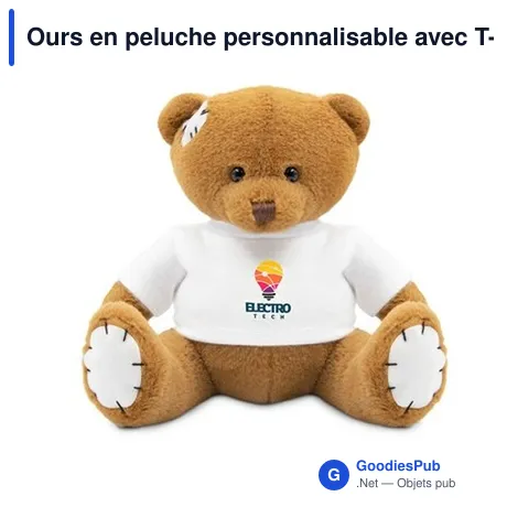 Ours en peluche personnalisable avec T-shirt pour logo - Nicky Love