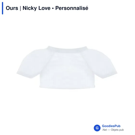 Ours en peluche personnalisable avec T-shirt pour logo - Nicky Love - Image 5