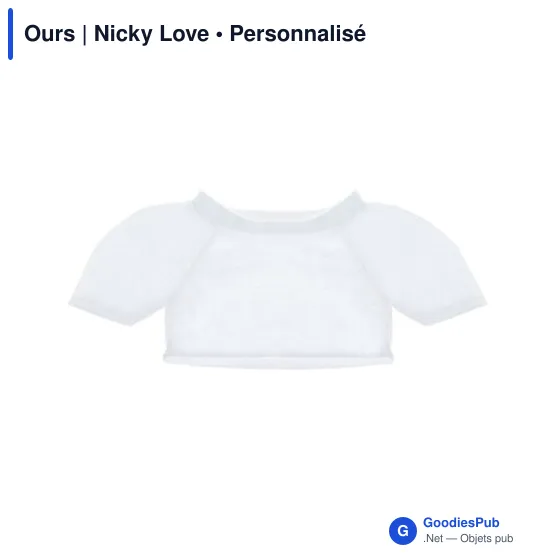 Ours en peluche personnalisable avec T-shirt pour logo - Nicky Love - Image 6