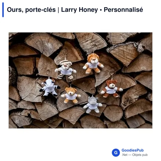 Porte-clés ours en peluche personnalisable avec logo - Larry Honey - Image 2