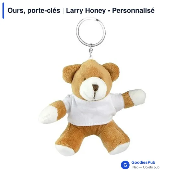 Porte-clés ours en peluche personnalisable avec logo - Larry Honey - Image 3