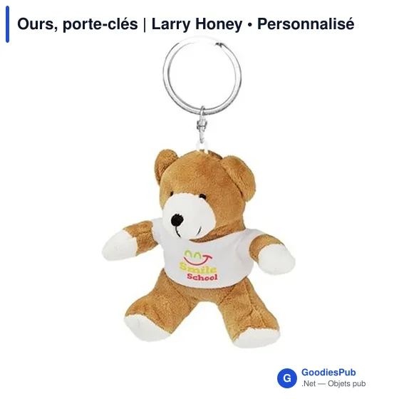 Porte-clés ours en peluche personnalisable avec logo - Larry Honey - Image 6