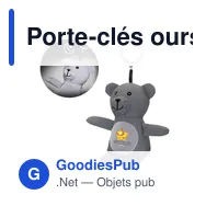 Porte-clés ours personnalisable en polyester - Tanayavec logo - Miniature 1