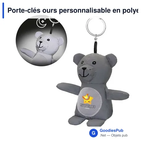 Porte-clés ours personnalisable en polyester - Tanayavec logo