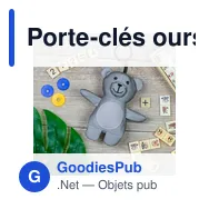 Porte-clés ours personnalisable en polyester - Tanayavec logo - Miniature 2